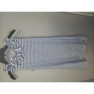 Sailor + Saint Blue and White Striped Ruffle Neck Sleeveless Dress Size Small
